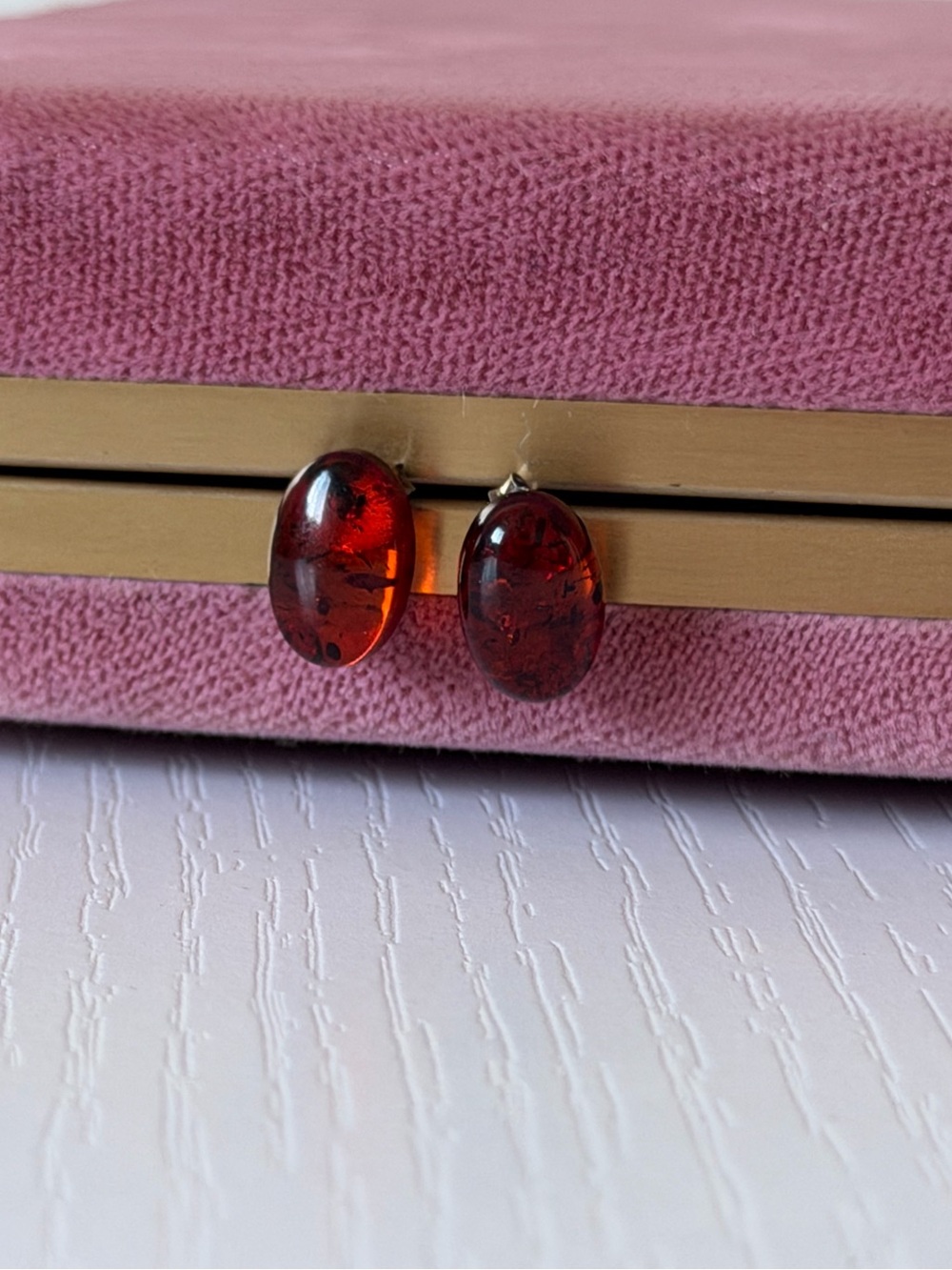 Vintage Baltic Amber Stud Earrings 925 Sterling Silver